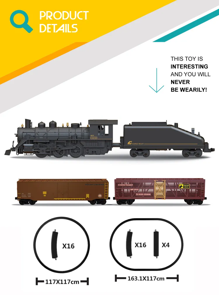 Kids Electric Diecast Model Toy Train Steam Locomotives Toy with Light and Sound