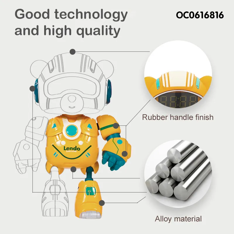 Wholesale Toy Plastic Intelligent Fashion Bear Robot Alarm Clock for Kids with Light Sound