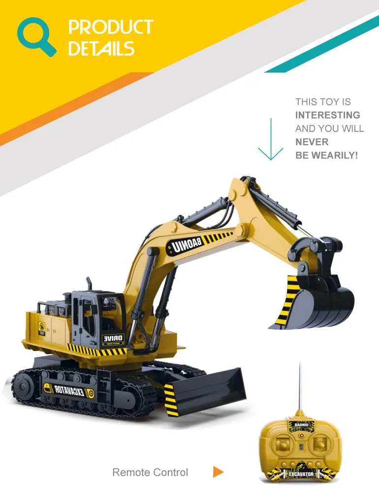 High Quality Children Educational Excavator Toy Remote Control Trucks