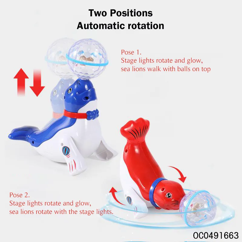 Wholesale Hot Selling Battery Operated Cheap Plastic Animal Electric Sea Lion Music and Lights Toy for Kids