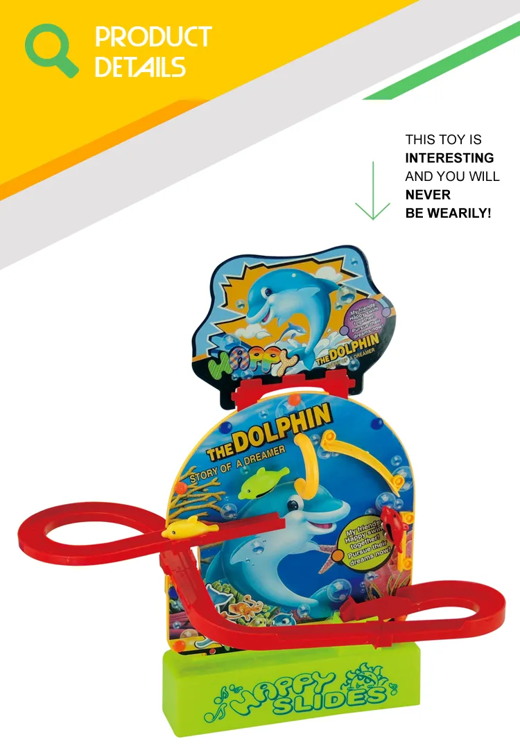 Happy Kid Battery Operated Sliding Rail Lovely Plastic Dolphin Magnetic Toys with Music