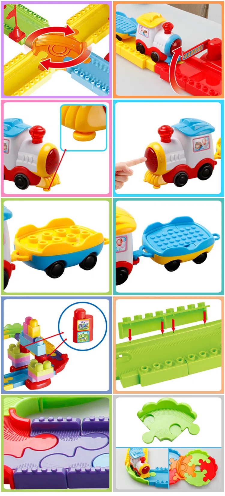 Children Funny Kingdom Assembly 8 Different Race Car Track Battery Car for Kids with Light Music