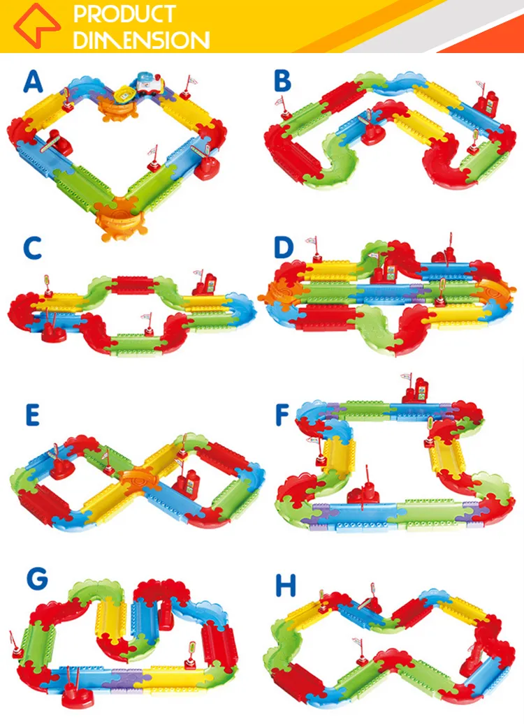 Children Funny Kingdom Assembly 8 Different Race Car Track Battery Car for Kids with Light Music