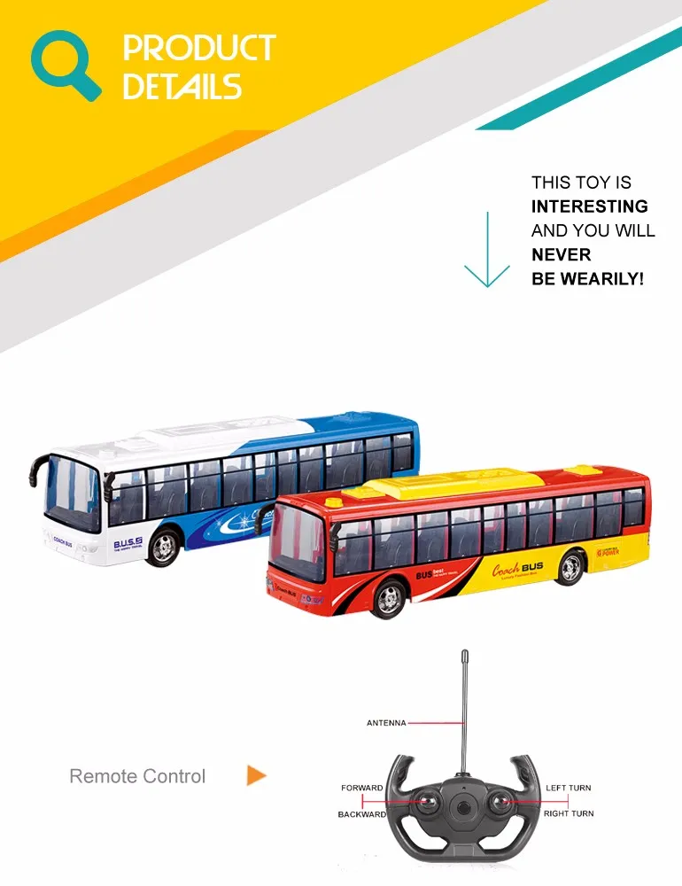 Wholesale Radio Control Light Plastic RC Vehicle Remote Control Bus Toy