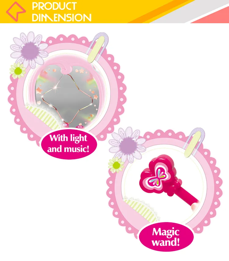 Wholesale Fashion Beauty Mirrored Kids Dressing Table Music Plastic Lighted Makeup Set Toy for Kids