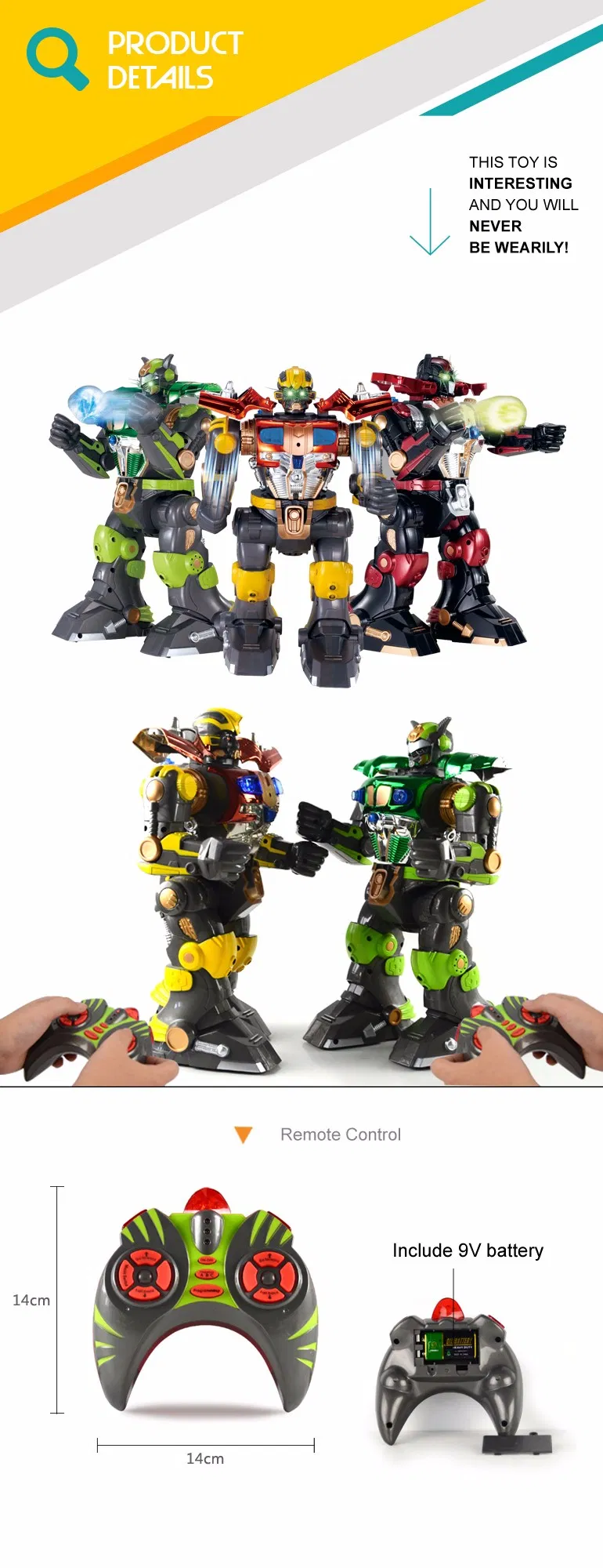 Wholesale Plastic Fighting Colorful Electronic Musical Toy Remote-Controlled Toy Robot