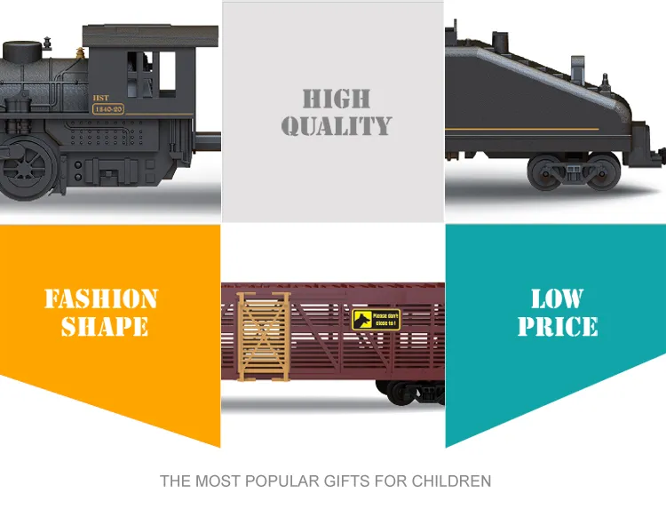 Kids Electric Diecast Model Toy Train Steam Locomotives Toy with Light and Sound