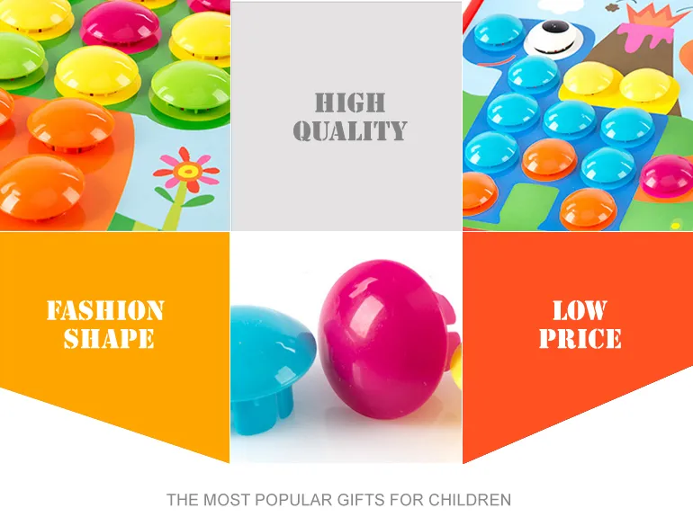 Intelligent DIY Toy 46PCS Button Nail 10 Set Animals Pattern Wooden 3D Jigsaw Puzzle Toy for Kids