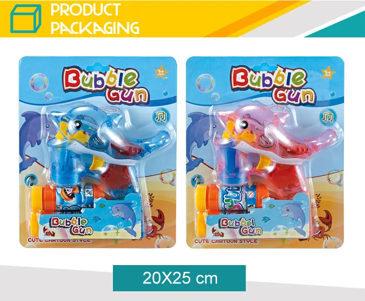 2 Bottles of Bubble Liquid Blue Pink Mixed Toy Fish Bubble Gun with Light and Sound