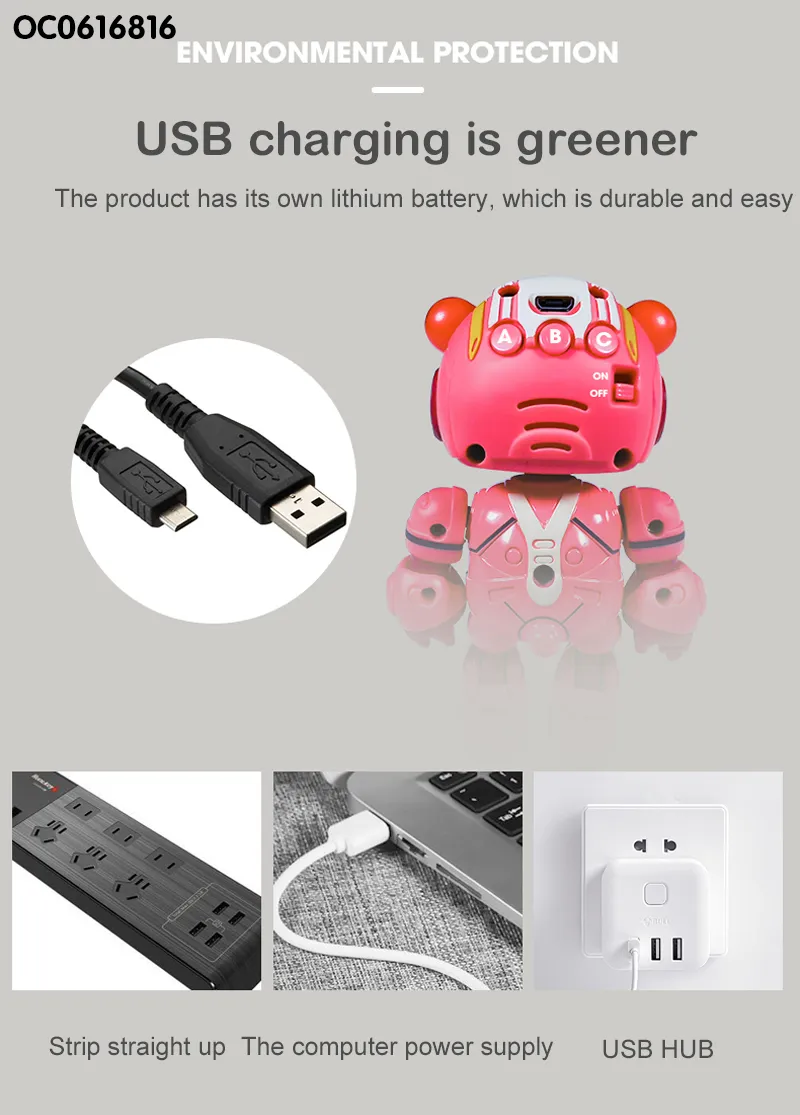 Wholesale Toy Plastic Intelligent Fashion Bear Robot Alarm Clock for Kids with Light Sound