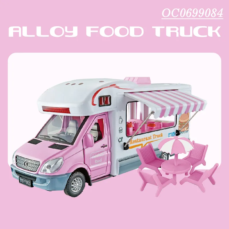 Wholesale 1/24 Mini Diecast Model Children's House Dining Car Toy with Light Music