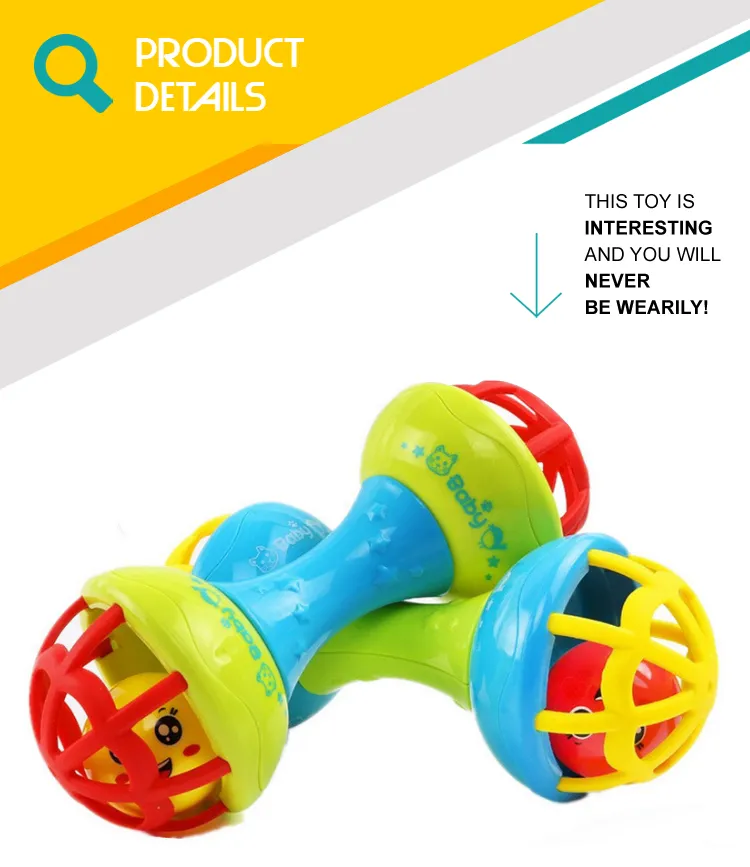 18 Months Old Newborn Shaking Jingle Stick Toy Baby Soft Drum Rattles Toy with Bell