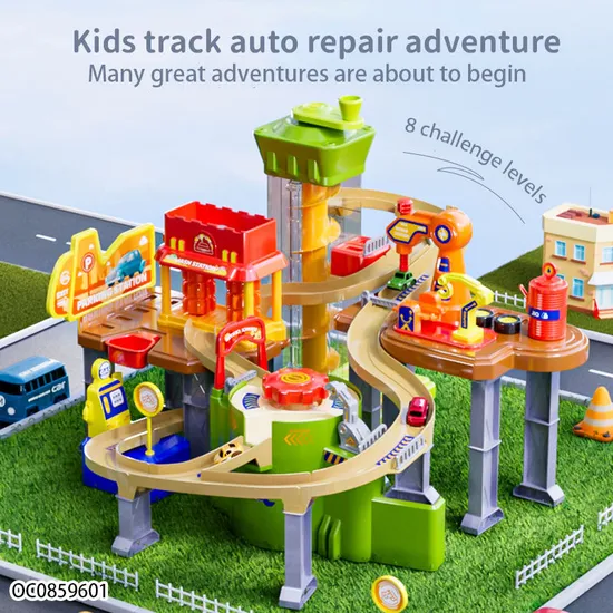 Assemble Electric Racing Car Adventure Slot Toy Track Gift Toys for Boys with Light