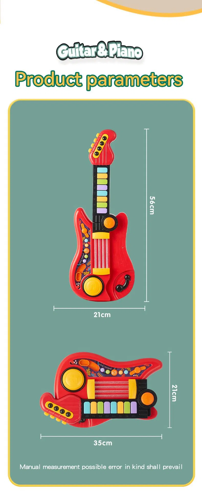 Wholesale 2 in 1 Sensor Interactive Portable Electronic Piano Keyboard Guitar Musical Instruments Toy for Kid with LED Light Music