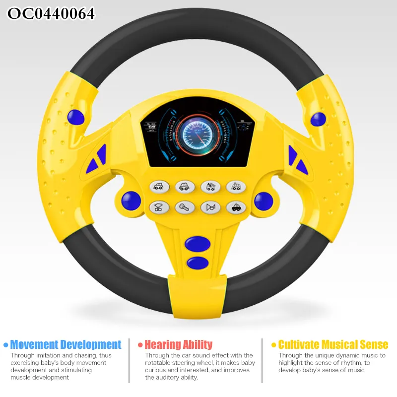 Children Educational Interactive Battery Operated Babies Games Montessori Music Steering Wheel Driving Plastic Toy
