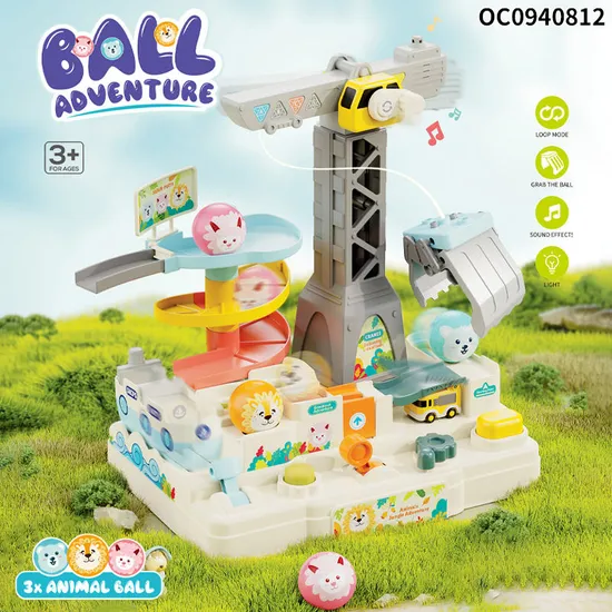 Ball Track Hand Eye Coordination Training Brain Adventure Games Toys for Infant with Tower Crane Toy