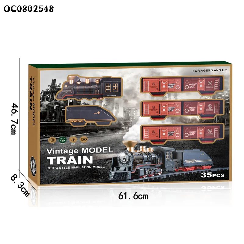 B/O Classic Plastic Train Play Set Electric Track Toy for Kids with Light Sound
