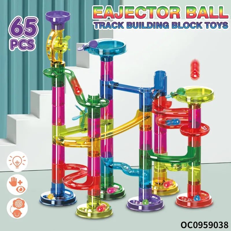 Flashing Slide Ball Track Transparent Big Building Block Marble Run Toy for Kids