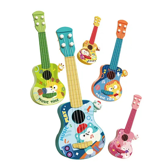 Wholesale Children Sensory Popular Cartoon Learning Toy Mini Guitar Interactive Musical Instruments Ukulele Toy for Kid Education