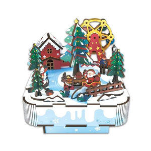 99PCS Educational Games DIY Toys Electronic Christmas Tree Musical Box 3D Wooden Jigsaw Puzzle Board Toy for Adults and Kids