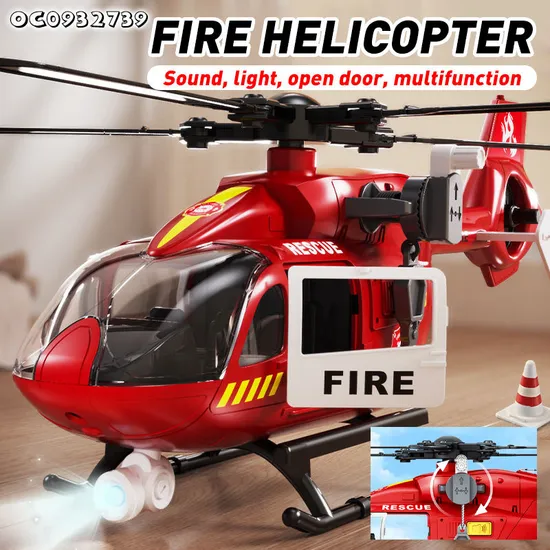 Wholesale Scale Fire Fighting Battery Operated Model Toys Helicopter for Kids with Light and Sound