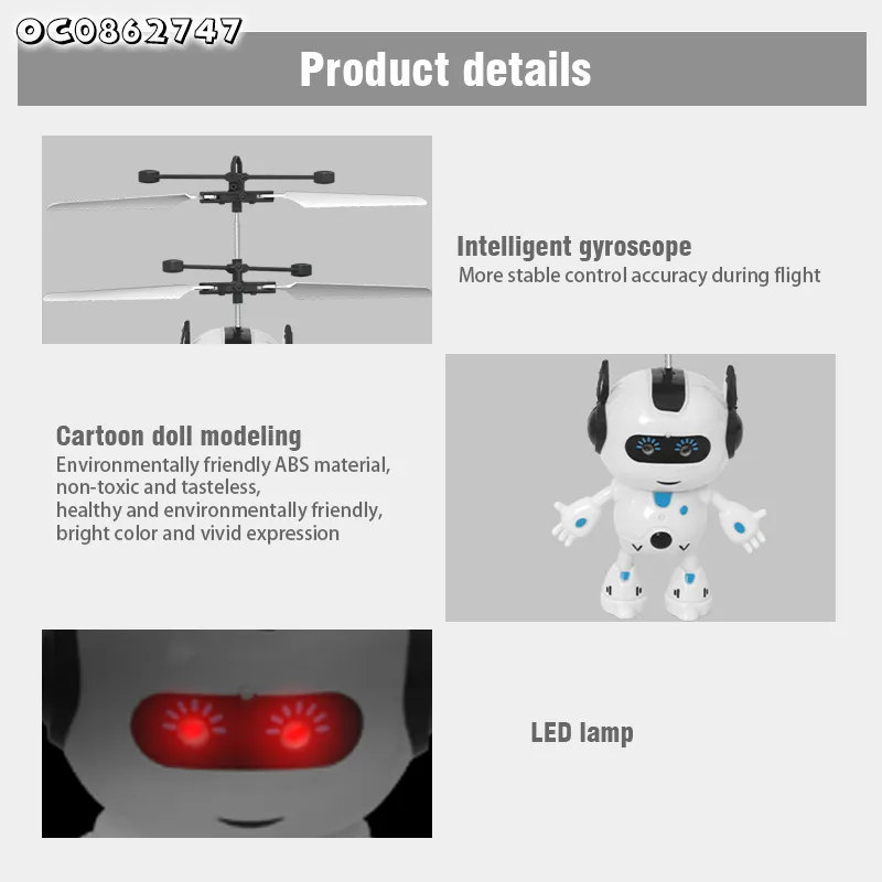 Children Aircraft Remote Control Hand Sensor Flying Toys RC Helicopter with Light