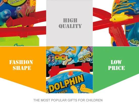 Happy Kid Battery Operated Sliding Rail Lovely Plastic Dolphin Magnetic Toys with Music