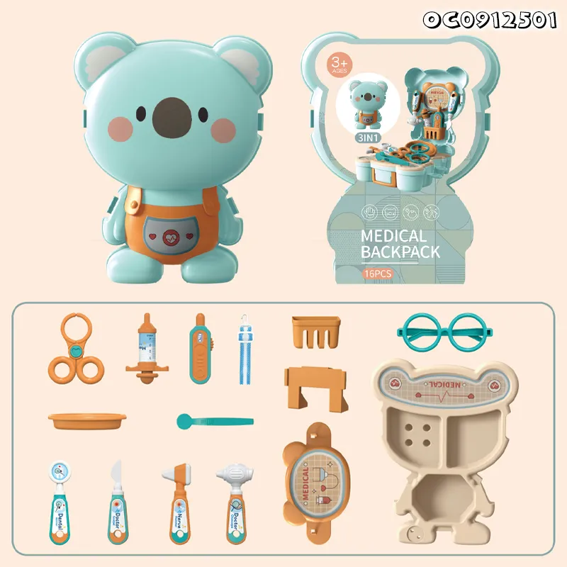 Koala Design Backpack High Quality Pretend Play Nursery Toddlers Role Play Tools Educational Baby Doctor Game Set Toy Customized