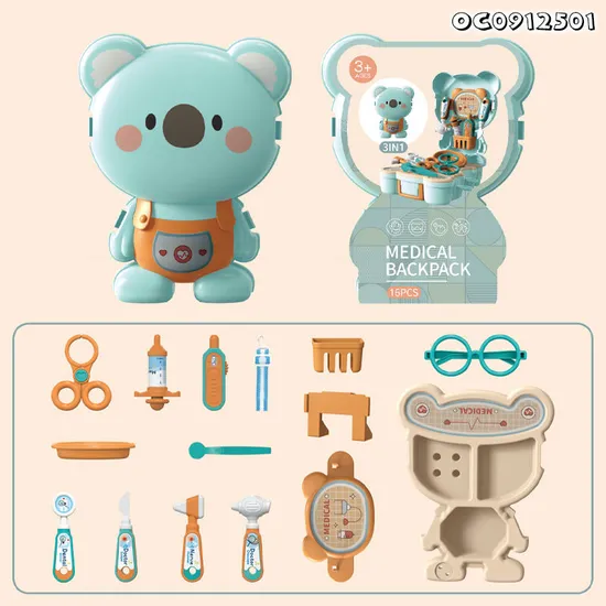 Koala Design Backpack High Quality Pretend Play Nursery Toddlers Role Play Tools Educational Baby Doctor Game Set Toy Customized