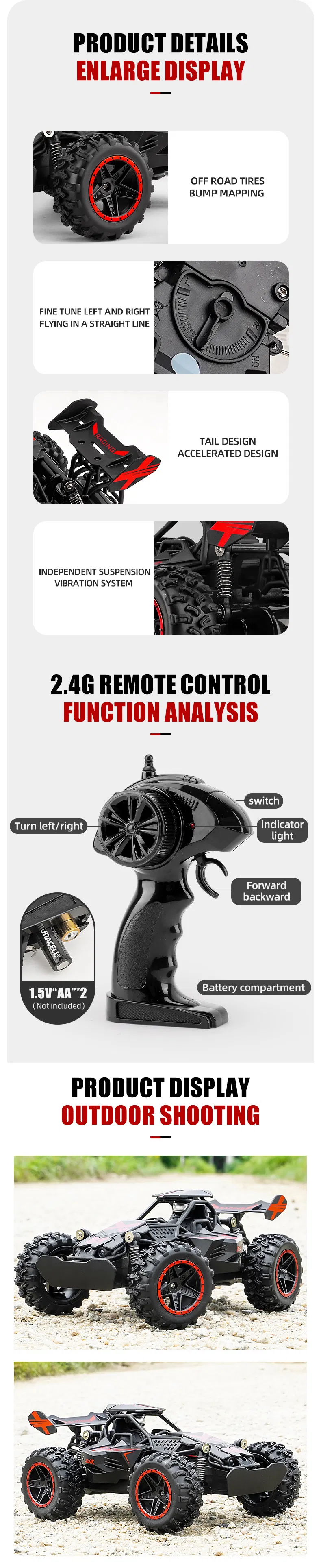 Remote Control 1: 18 Scale off Road Models RC Cars for Kids with Small High Speed Wholesale