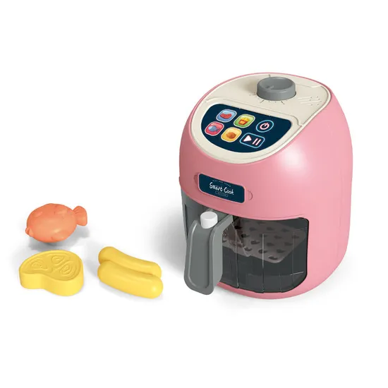 Wholesale Pink Plastic Kitchen Electric Battery Operated Air Fryer Children's Plastic Kitchen Toy for Kids