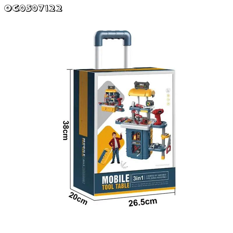 Screw Nuts Plastic Toy Mechanic Engineer Pretend Role Play Construction Tool Box Set for Kids Simulation with Electric Toy Drill
