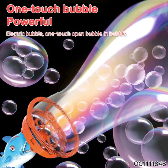 Custom Promotional Outdoor Toddler Playing Toys Blowing Bubbles Water Shark Bubble Gun with 2 Bottles Bubble Machine