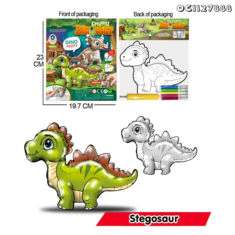 Montessori Kids Learning Materials Dinosaur Walking Balloon Drawing Art Painting Set Baby Wholesale Educational Popular DIY Toy