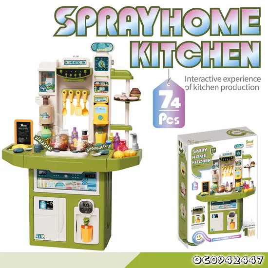 Wholesale Educational Pretend Role Play Set Simulation Tableware Cooking Water Spray Large Children's Plastic Kitchen Toy