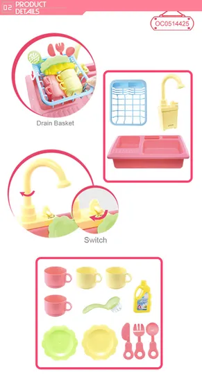 Wholesale Educational Children's Plastic Spray Kitchen Sink Pretend Toy for Kids