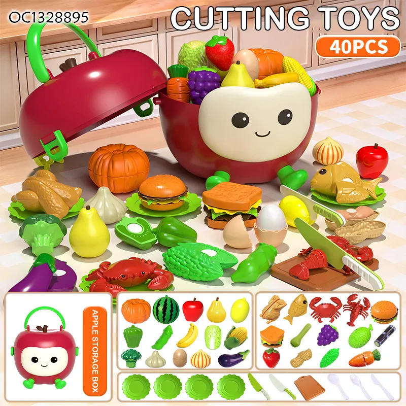 Wholesale Mini Play Interactive Play Set Kids Pretend Playhouse Funny Plastic Fruits and Vegetables Cutting Kitchen Toys