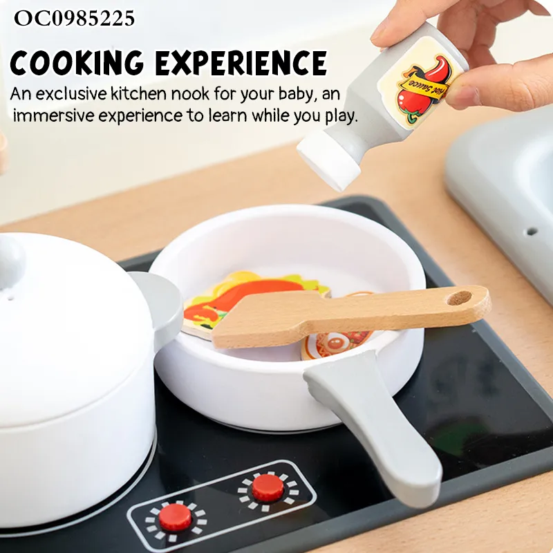 Wholesale Wooden House Miniature Cooking Stove Tableware Pretend Play Children's Plastic Spray Sink Kitchen Toy
