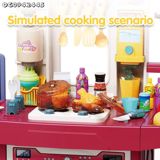 Wholesale Gift Food Plastic Kitchen Role Play Pretend House Kitchen Toys Set for Kids with Light Music