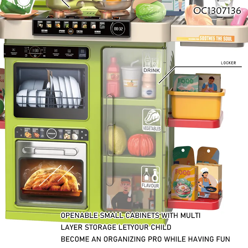 Wholesale Girls Pretend Play Sink Spray Children's Plastic Kitchen Play Set Electric Cooking Foods Toys