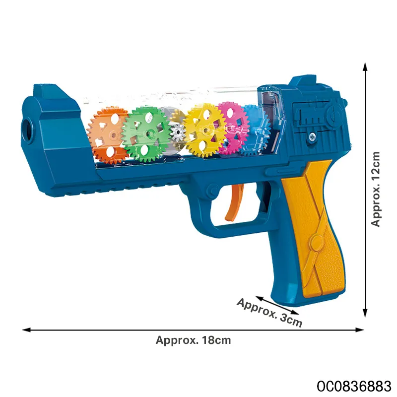 Kids Wholesale Transparent Electronic Gear Toy Guns with Sound and Light