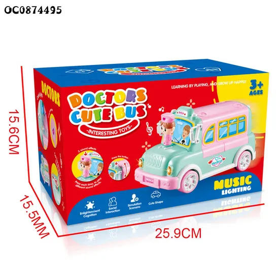 Light Music Plastic Doctor Nurse Pretend Play Ambulance Car Montessori Doctor Play Set Kit for Kids