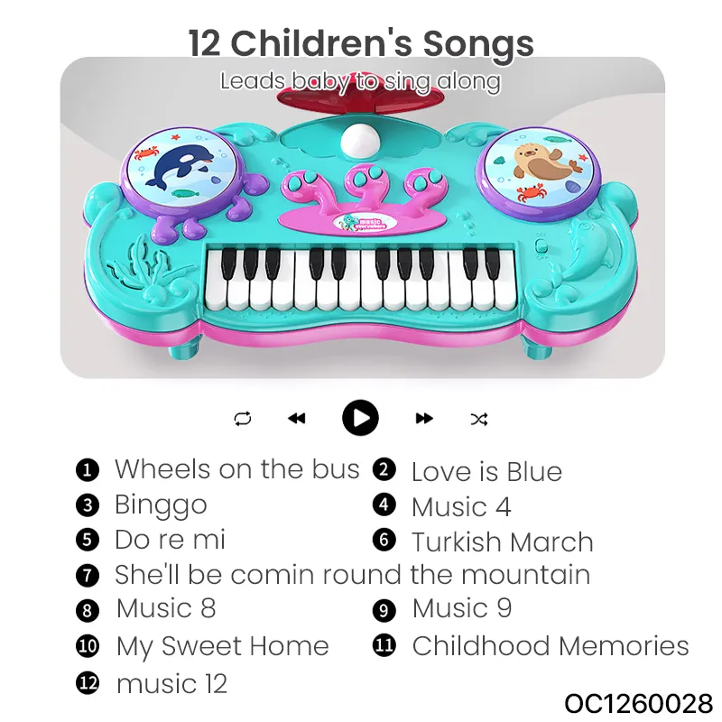 Wholesale 24 Key Piano Baby Electronic Instrument Baby Educational Musical Toy Keyboard