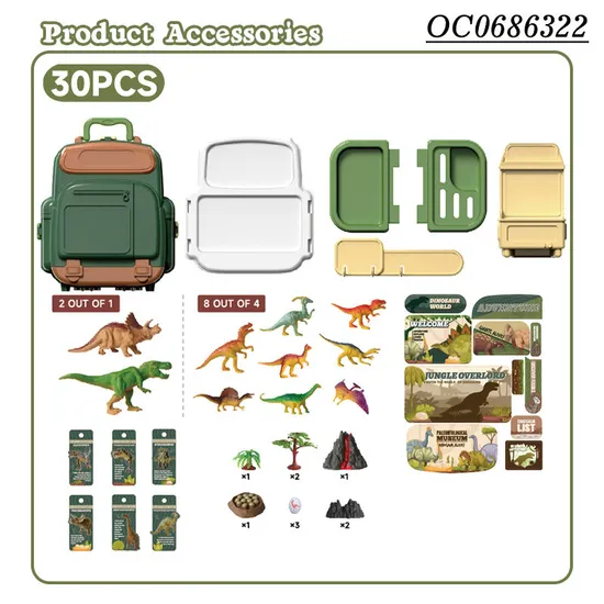 Latest Pretend Play Jurassic Rubber Dinosaur PVC Toy with Backpack