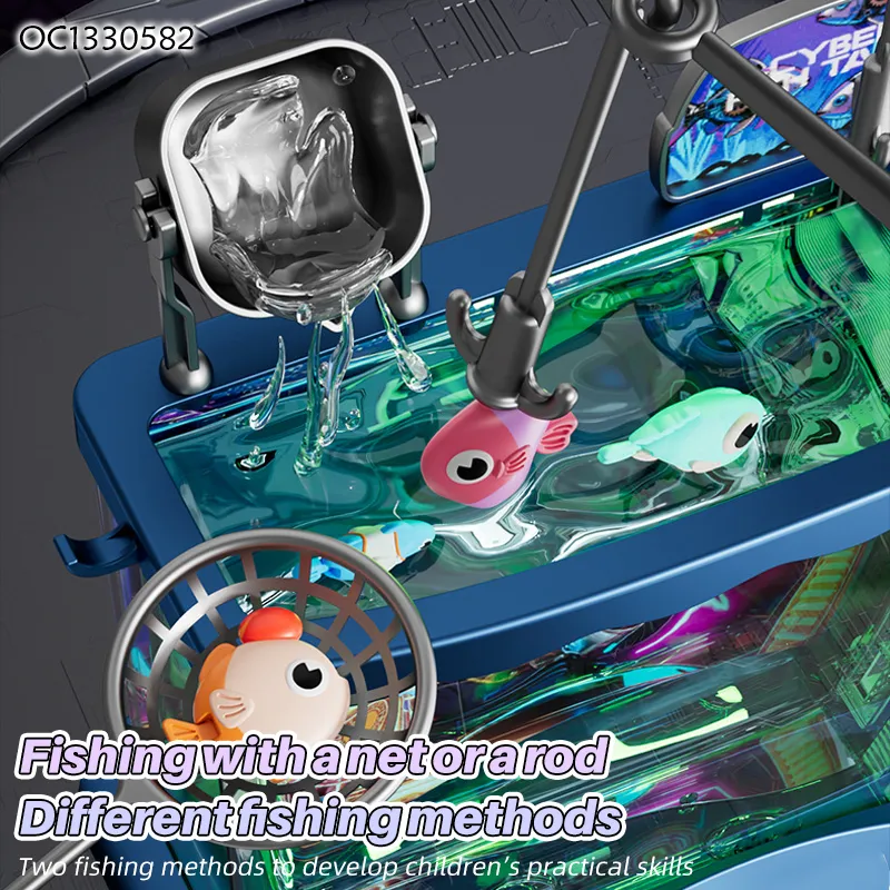 Wholesale Plastic Montessori Colorful Light Fish Tank Electronic Fishing Game Machine Toy Game for Kids