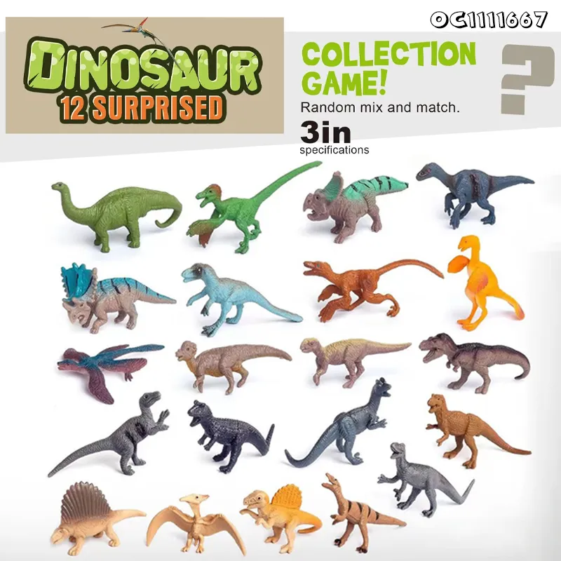 12 Pieces Small Collectable Simulation Realistic PVC Jurassic Dinosaur Toy Educational Animal Figures Games Toy for Children