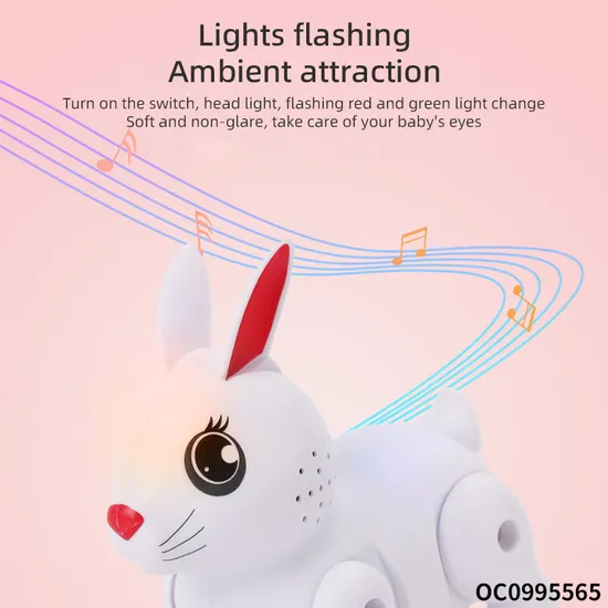Wholesale Hot Selling Baby Flashing LED Light up Rabbit Dolls Battery Operated Animals Musical Electric Toy for Kids