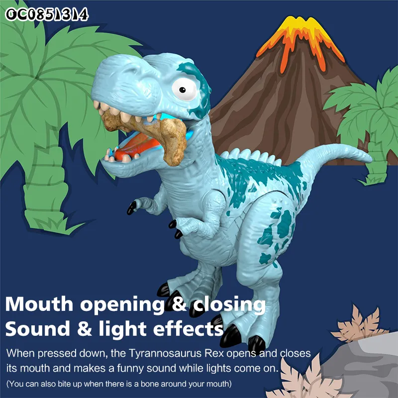 China Wholesale Promotional Bite Bone Battery Operated B O Roaring Plastic Toy Dinosaur Toy with Light Sound and Gift for Sale