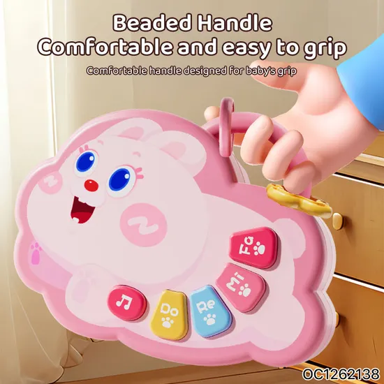 Wholesale Montessori Educational Plastic Battery Operated Sensory Pink Musical Keyboard Rabbit Piano Toy
