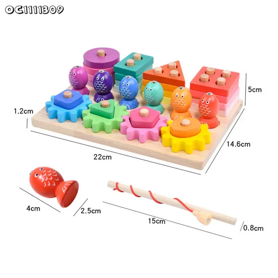 Wholesale Wooden Learning Building Block Matching Puzzle Baby Brain Fishing Games